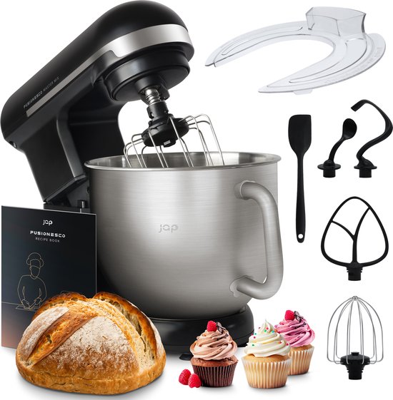 JAP Appliances Mastermix - Keukenmachine (1000W) - Keukenrobot met 6 snelheden en pulse-functie - Keukenmixer met (5.7) liter mengkom - Inclusief pannenlikker - Aluminium behuizing - Mat zwart van JAP Appliances