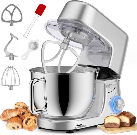 JB® Deegmachine - Deegmixer - Kneedmachine Keukenmachine - Kneedmachine - Deegkneder - Deeghaak - Kneedhaak - Keukenmixer - Keukenmachine - Keukenmixer Met Mengkom - Keukenmixer Machine - 6 Snelheden - 1800W - 7.2 Liter - Vaatwasserbestendig van JB