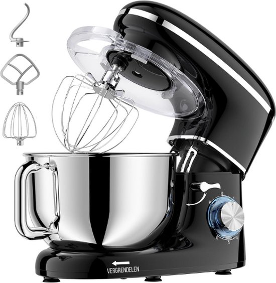 JB® Deegmachine - Deegmixer - Kneedmachine - Kneedmachine Keukenmachine - Deegkneder - Deeghaak - Kneedhaak - Keukenmixer - Keukenmachine - Keukenmixer Met Mengkom - Keukenmixer Machine - 1500W - 6 Snelheden - Vaatwasserbestendig - Anti-Slip van JB