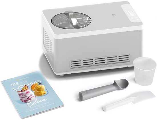 JCP® Ijsmachine - Capaciteit 2 Liter - Ijsmachine Zelf Vriezend - Softijs Machine voor Thuis - Wit - 43cm x 28cm x 27cm
