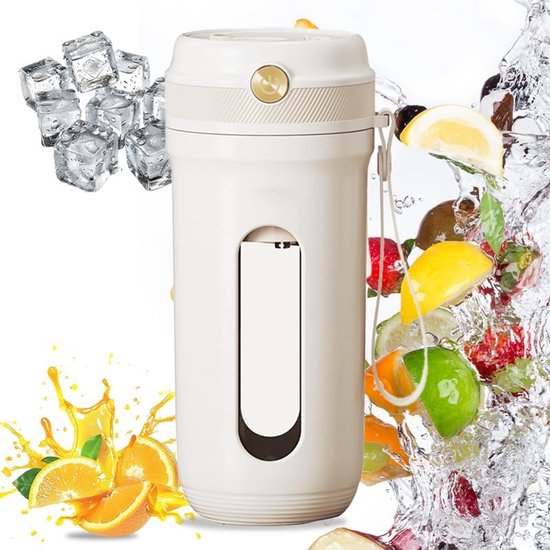 JeiibrZui Draagbare Blender - USB-Oplaadbare Miniblender - Veilig Ijsblokjesmixen 350 Ml - 2 Stukken - Voor Thuis Kantoor Reizen Wit van JeiibrZui