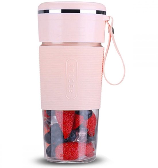 JeiibrZui Draagbare Blender - USB-Oplaadbare Sapcentrifuge - Met Roestvrijstalen Messen 18.000 Tpm - 1 Stuk - Roze van JeiibrZui