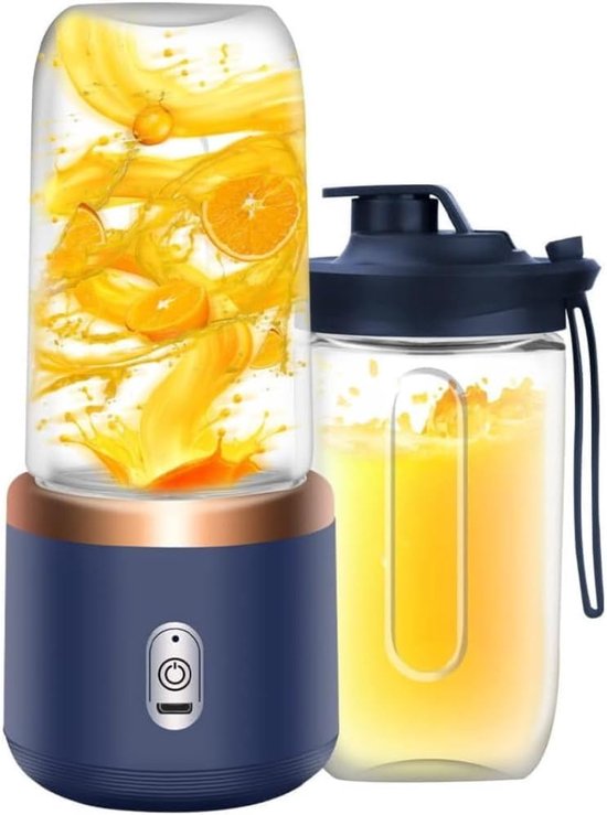 JeiibrZui Draagbare Sapcentrifuge - Mini Blenderbeker - 21.000 Tpm Snel Mixen + 400 Ml Portiegrote Beker - 1 - Voor Thuis, Kantoor En Onderweg - Blauw van JeiibrZui