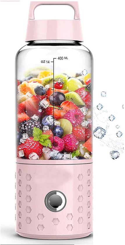 JeiibrZui Draagbare Smoothieblender - Minimixer Voor Op Reis - Krachtig Vermogen En Makkelijk Gebruik - 1 Stuk - Roze van Merkloos