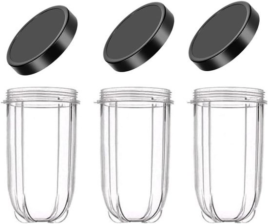 JGS Premium - Vervangende beker set voor blender - 3 stuks - 16 oz - deksel - compatibel met Blender Juicer van JGS