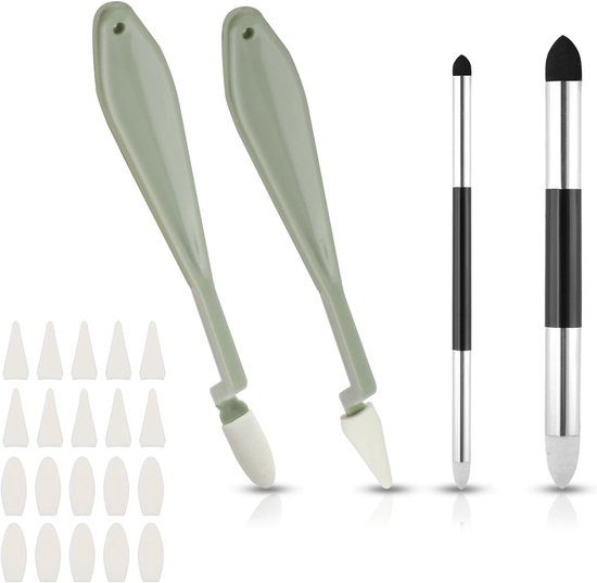 Jhubers Goods - Mixing Spons Set - Tekenkunst Blender - Schetsschraper - Blending Stump - Wasbare Wrijfspons - 24-Delig - Tweekoppig - Hoogtepunt Schaduw Detail - Geschikt voor Tekenen van Merkloos