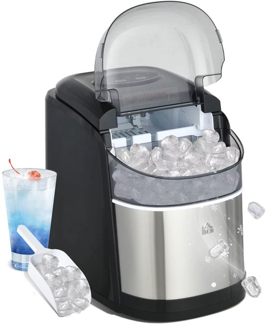 JOYNEXTBUY - Draagbare IJsblokjesmachine – Elektrische IJsmachine met 1,7 Liter Watertank – 9 IJsblokjes in 6-12 Minuten – Inclusief IJsmandje en IJsschep – Voor Thuis, Keuken, Kantoor en Bar
