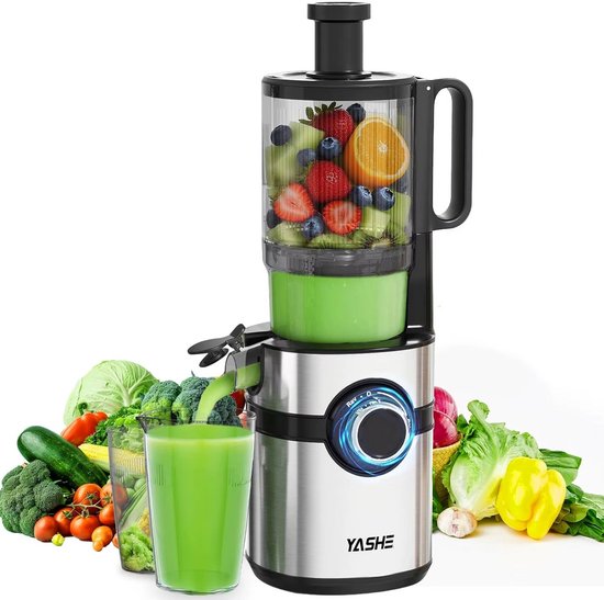 JOYNEXTBUY - Sapcentrifuge - Slow Juicer met Brede Vulopening - Fruit- & Groentesap Pers - RVS - 2 Snelheden - Grote Invoeropening - Koude Extractie - BPA-vrij