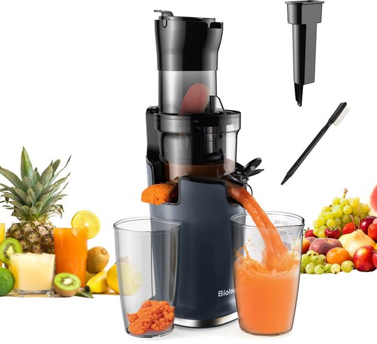 JOYNEXTBUY - Slowjuicer 200W – Koude Pers Sapcentrifuge – 78 mm Brede Vulopening – Voor Hele Groenten & Fruit – BPA-vrij – Stille Slow Juicer – Eenvoudig te Reinigen