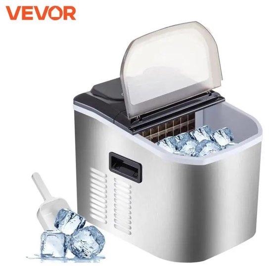 Jurrys ijsblokjes machine - IJs - 18kg per 24uur - Zilver - Elektrisch - Handmatig water vullen - Kubus - 39cm x 31cm x 37cm van Jurrys