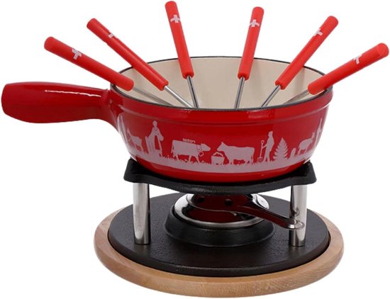 Kaasfondue Set - Zwitserse Fondue - Gezellig Tafelen - Traditionele Look - 2 Liter Capaciteit - Zwart