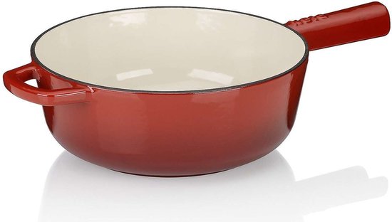 Kaasfounduepan, 1.8 L, Gietijzer, Rood, 20 cm, PFAS/PTFE vrij - Kela | Calido van Kela