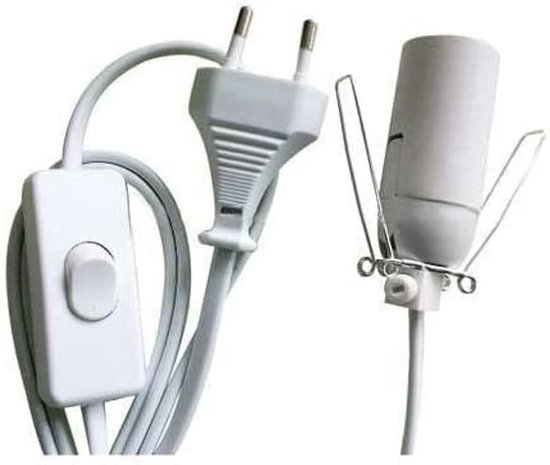 Kabel voor zoutlamp met eurostekker en schakelaar, wit, inclusief E14-lamp