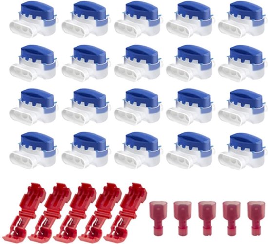 Kabelaansluitingen, 20PCS blauwe aansluitklemmen met 5 klemmen voor robotmaaiers, waterdichte krimpconnector