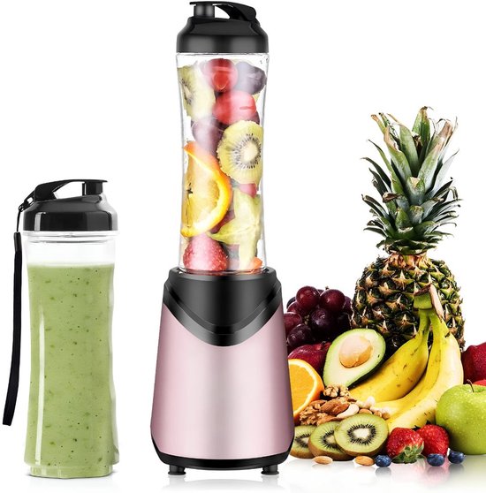 KAD® Blender - Draagbare Smoothie Maker voor Onderweg - Portable Blender - Roze - 13cm x 13cm x 35cm
