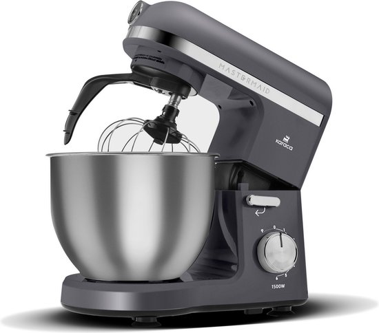 Karaca Mastermaid Chef Pro Keukenchef met twee armen 1500W Space Gray, Shiny Cream, 1500W, 5 L Mixer, Keukenmachine, Snelheidsinstelling, Deeghaak, Kloppen, Kneden en mengen