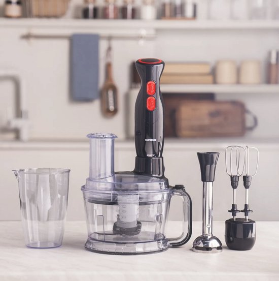 Karaca Pro-Multimax 6-in-1 Keukenmachine 2000W - Hakmolen, Blender en Mixer - 1,5L - Zwart van Merkloos
