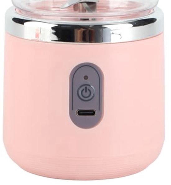 KARZO - Draagbare blender 400 ml 6 messen 22.000 tpm 1500 mAh Food Grade PCTG USB-oplaadbare reisblender voor fruit, groenten, koffiebekers (roze, 6 messen, deksel) van KARZO
