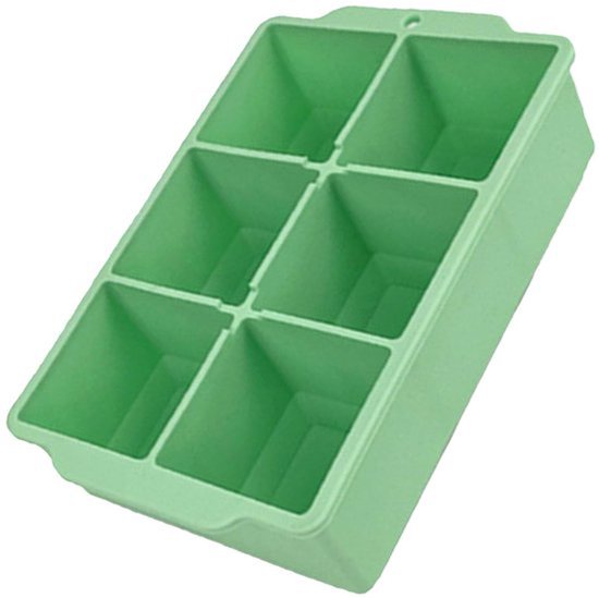 KARZO - IJsblokjesbak met grote capaciteit, 6 ijsblokjesmaker, siliconen ijs van levensmiddelenkwaliteit met afneembaar deksel, voor cocktail, koffie (groen) van Merkloos