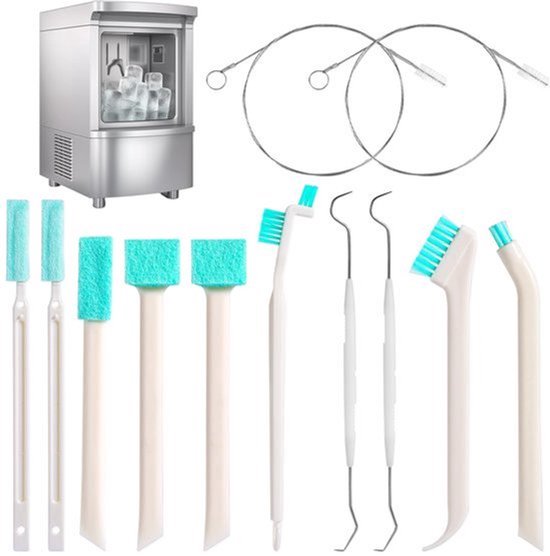 KARZO - IJsmachine-Reinigersset, 10st Ijsmachine-Reinigingsborstels en 2st Dubbele Haaknaald Huishoudelijke Schoonmaakborstel Detailreinigerborstel voor Gaten Hoek Kleine Ruimte van KARZO