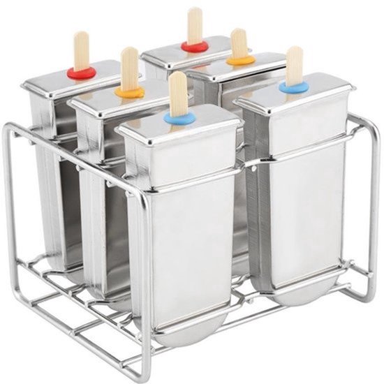 KARZO - Rvs Ijs Popsicle Mallen Kit Ijs Pop Makers met Lade Industriële Thuis Keuken DIY Ijs Pop Maker Tool (4#) van Merkloos