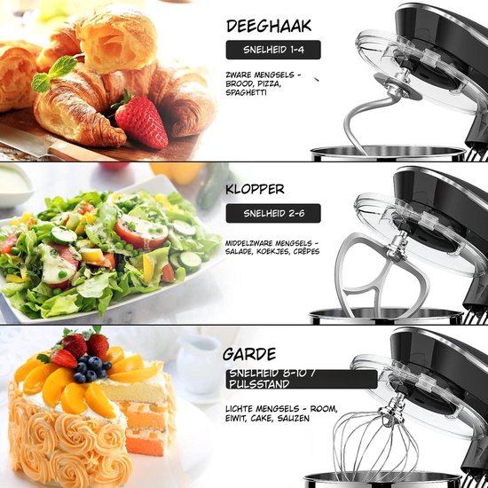 Kavo Deegmachine - Mixer met Kneedhaak - Kneedmachine - Zwart - 42cm x 36cm x 27cm