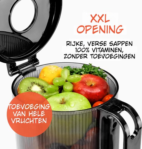 Kavo Slowjuicer - Cold Press Juicer - Sapmaker voor Groente & Fruit - Zwart - 21cm x 20cm x 44cm