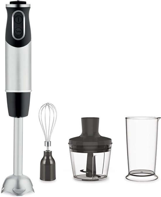 Kavo Staafmixer Set - Met Hakmolen 500 ml en Garde - 3-in-1 Staafmixer - Zilver/Zwart - 7cm x 7cm x 40cm van Kavo