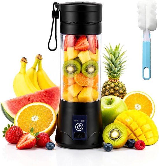 Kavora Blender To Go - Draagbare Elektrische Blender - Sapbereider voor Shakes en Smoothies - Zwart - 23cm x 8cm x 8cm