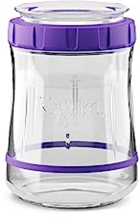 Kefirko Zuurdesemvergister, glazen pot, maatlepel, gistingsklok en instructieboek, 900ml (violet, 900 ml) van Merkloos
