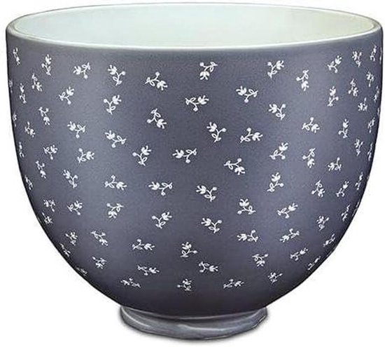 Keramische Mengkom - Bakkom - Bakken en Mixen - Vintage Floral Design - 4.7 Liter - Blauw