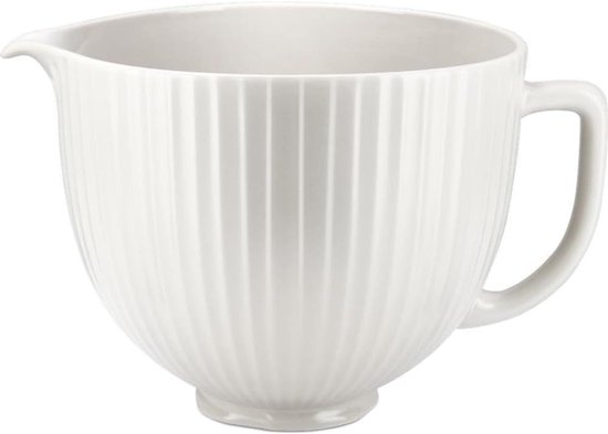 Keramische Mengkom - Mixer Kom - Bakken en Mixen - Titanium Versterkt Keramiek - 4.8 Liter - Geribbeld Wit van Merkloos