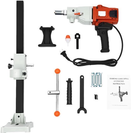 Kernboormachine Natte Diamant - 2200 W Motor - Zuiver Koper - Betonboren - 1200 RPM Toerental - Boormachine Rig - Houvast Stand