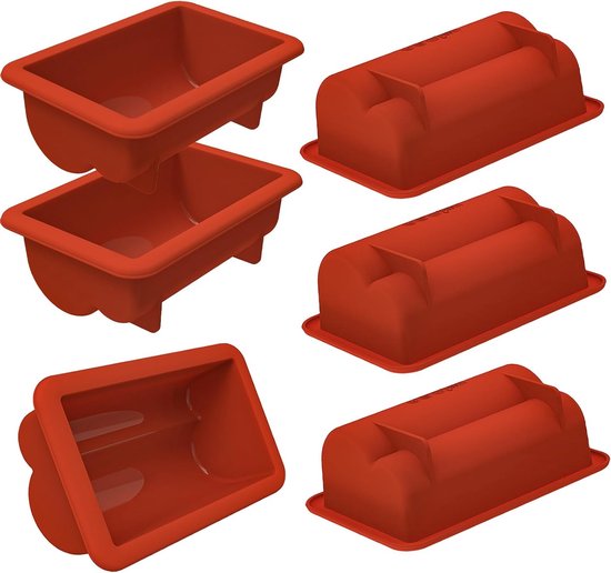 Kerst Stollen Mini Cakevormen van Silicoon - Set van 6 Stuks, 5 Inch Broodvormen voor Bakken