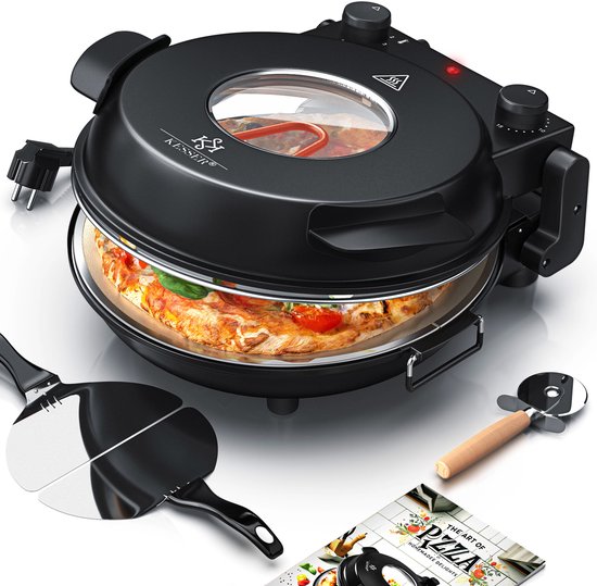 KESSER® Pizzaoven – 5 Warmtestanden tot 400°C – 15 Min Timer – 32 cm Pizzasteen – Inclusief Receptenboek