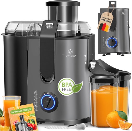 KESSER® Slowjuicer - Sapcentrifuge voor Fruit en Groenten 1100W Sap Juicer met 2000ml Pulpcontainer en 1000ml sapreservoir van Merkloos