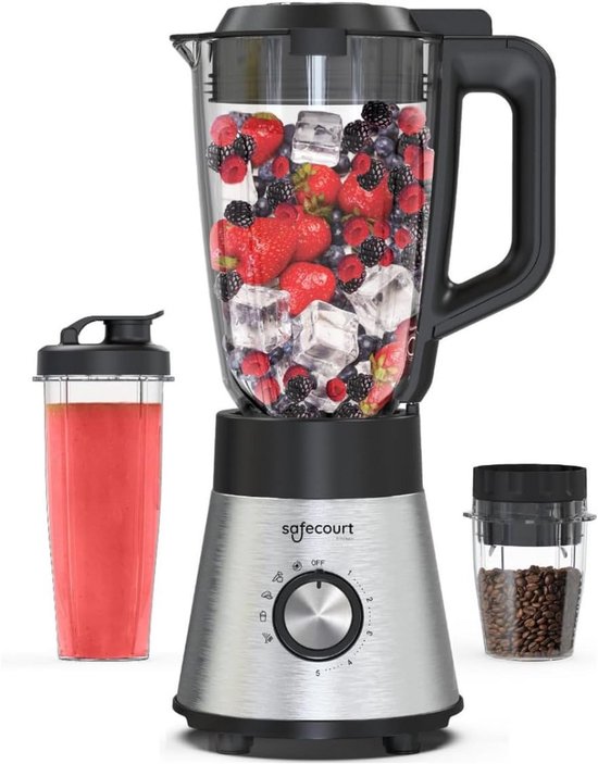 Keuken Blender - Smoothie Maker - Gezond Mixen - 5 Programma's - 1.5L Kan - Zilver