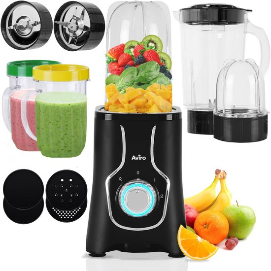 Keuken Blender - Smoothie Maker - Gezonde Drankjes Maken - Krachtige 400W Motor - 1000ML Kan 4 Bekers - Zwart