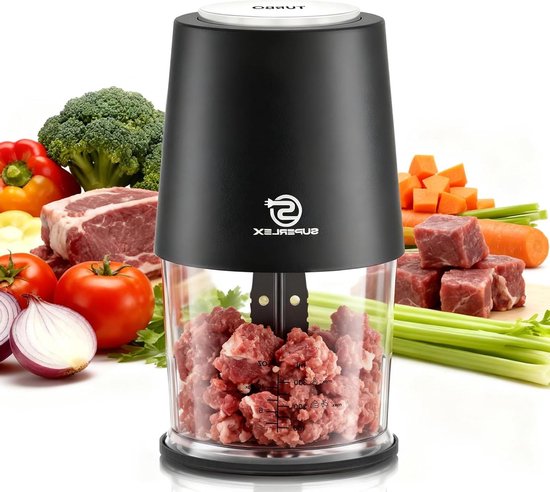 Keuken Chopper - Mini Food Processor - Snel Ingrediënten Snijden - Twee Snelheden - 500 ml - Zwart