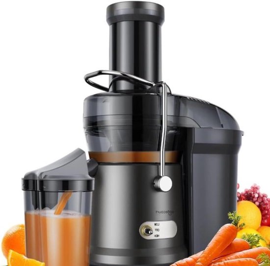 Keuken Sapcentrifuge - Slow Juicer - Gezonde Sappen Maken - Extra Grote Vulopening - 1200 Watt - Zwart