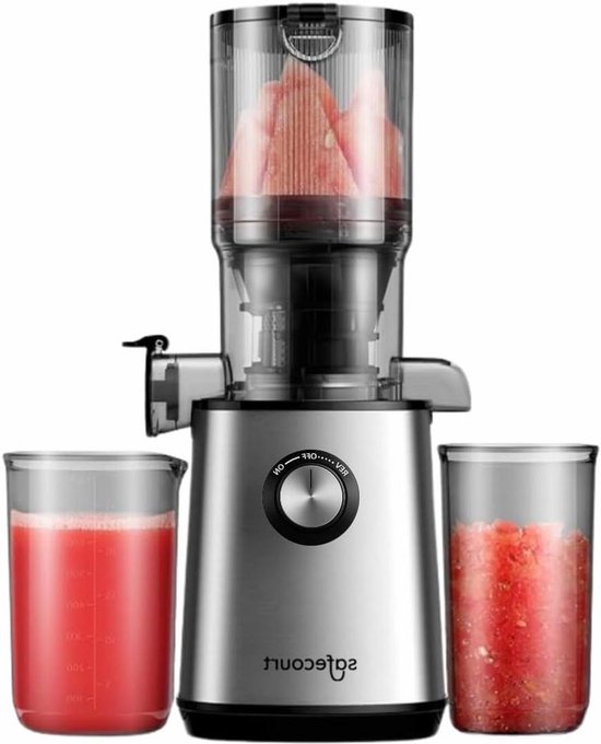 Keuken Sapcentrifuge - Slowjuicer Fruitsappen - Gezond Ontbijten - XXL Vulopening - 1.2 Liter - Zwart