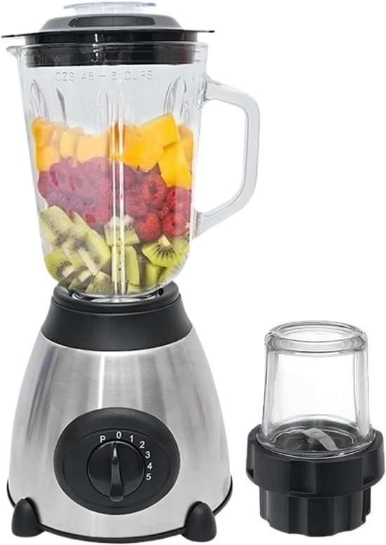 Keukenblender - Keukenmachine - 850W - Krachtige Smoothie Blender met Glazen Kan 1,5L - IJscrusher - Keukenblender voor Smoothies & Shakes van Merkloos