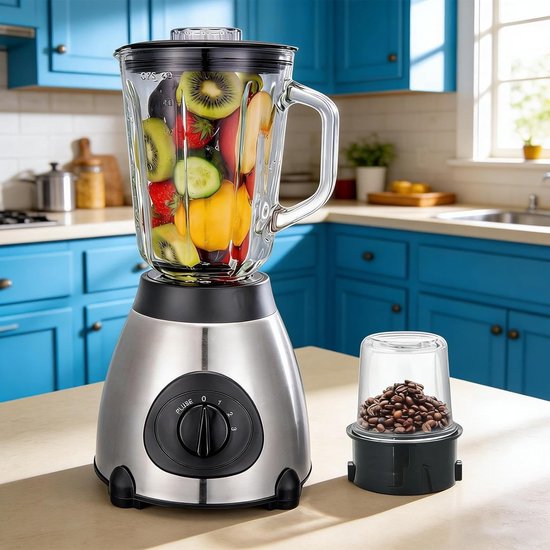 Keukenblender - Keukenmachine - 850W - Krachtige Smoothie Blender met Glazen Kan 1,5L - IJscrusher - Keukenblender voor Smoothies & Shakes