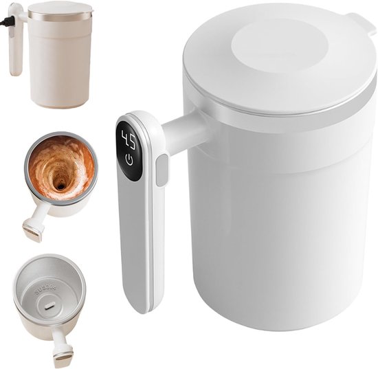 Keukengerei Magnetische Automatische Roermok 2026 Upgrade RVS Reismok Magnetisch Roeren Voor Kantoor En School Witte Blender Zelfroerende Beker van Merkloos