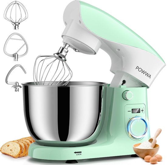 Keukenmachine 1500W – 5L Mengkom – 10 Snelheden – Met Garde, Deeghaak & Klopper
