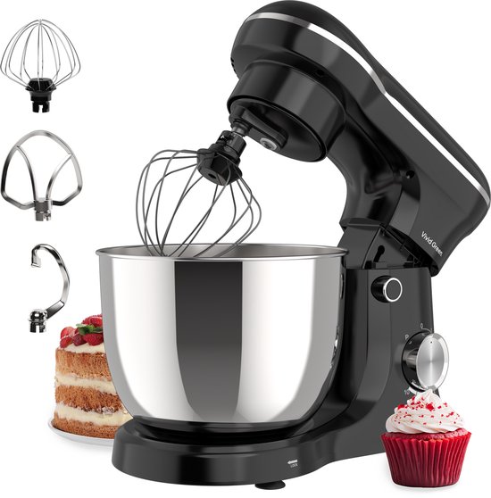 Keukenmachine - 1500W - Keukenrobot - Keukenmixer - Mixer met Mengkom - 5L - Zwart - Vivid Green van Merkloos