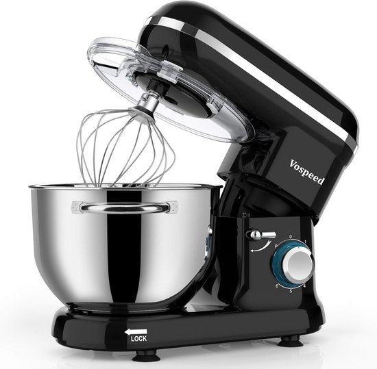 Keukenmachine 1500W met 6 snelheden | Standmixer met 6,2L RVS kom | Deegkneder met garde en deeghaak