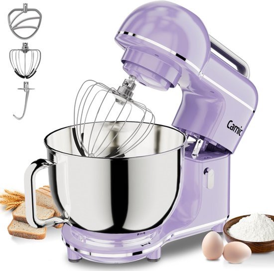 Keukenmachine 2000 W - 7 Liter Mengkom - Kunststof Paars - Keukenmixer - Voor Bakken En Koken