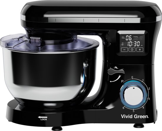 Keukenmachine 2000W - Keukenrobot - Foodprocessor - Keukenmixer met Display - 6.2L - Zwart - Vivid Green van Vivid Green