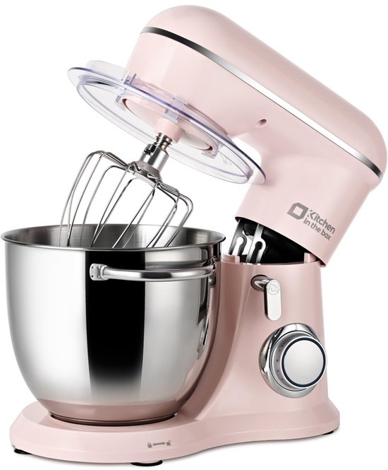 Keukenmachine 5 Liter - 1300 Watt Vermogen - Roze Aluminium Kunststof RVS - Kneedmachine Broodmachine - Staande Mixer